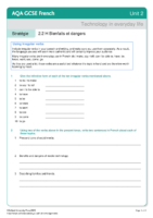 Strategy worksheet for using irregular verbs in the Present Tense
