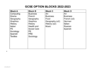 Year 9 Option Blocks
