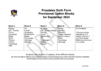 Provisional A Level Option Blocks 2024
