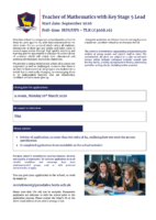 Teacher of Maths with Key Stage Lead