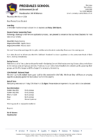 Headteacher letter : 19th March 2026