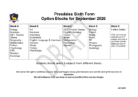 A Level Option Blocks for September 2026